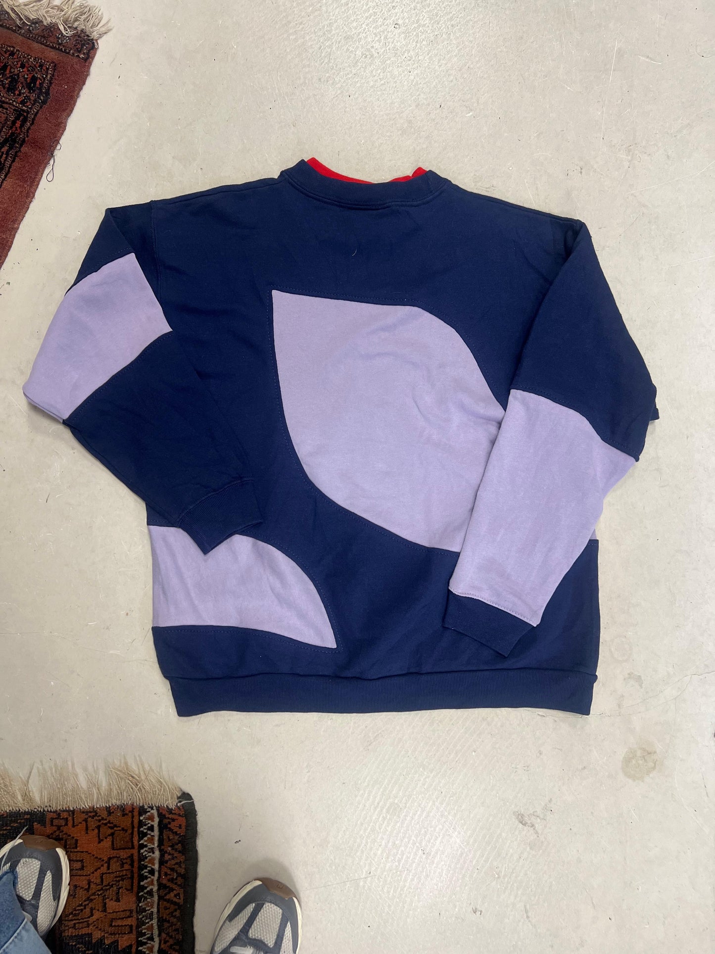 Vintage Adidas Colourblock Sweater Navy & Lilac | Dames L Heren M