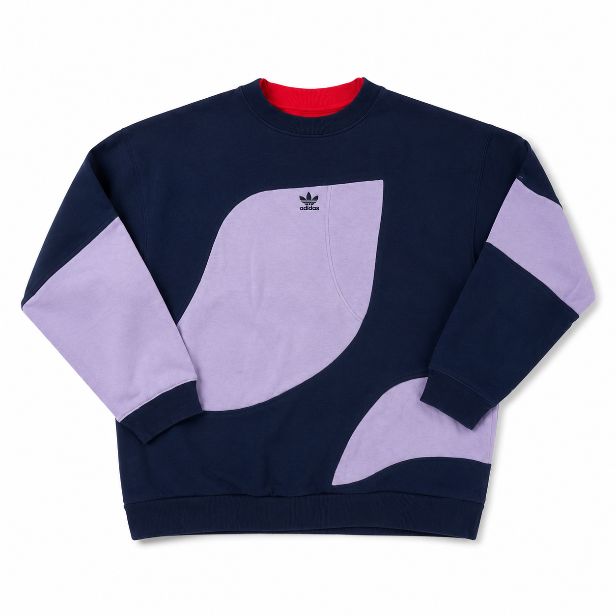 Vintage Adidas Colourblock Sweater Navy & Lilac | Dames L Heren M