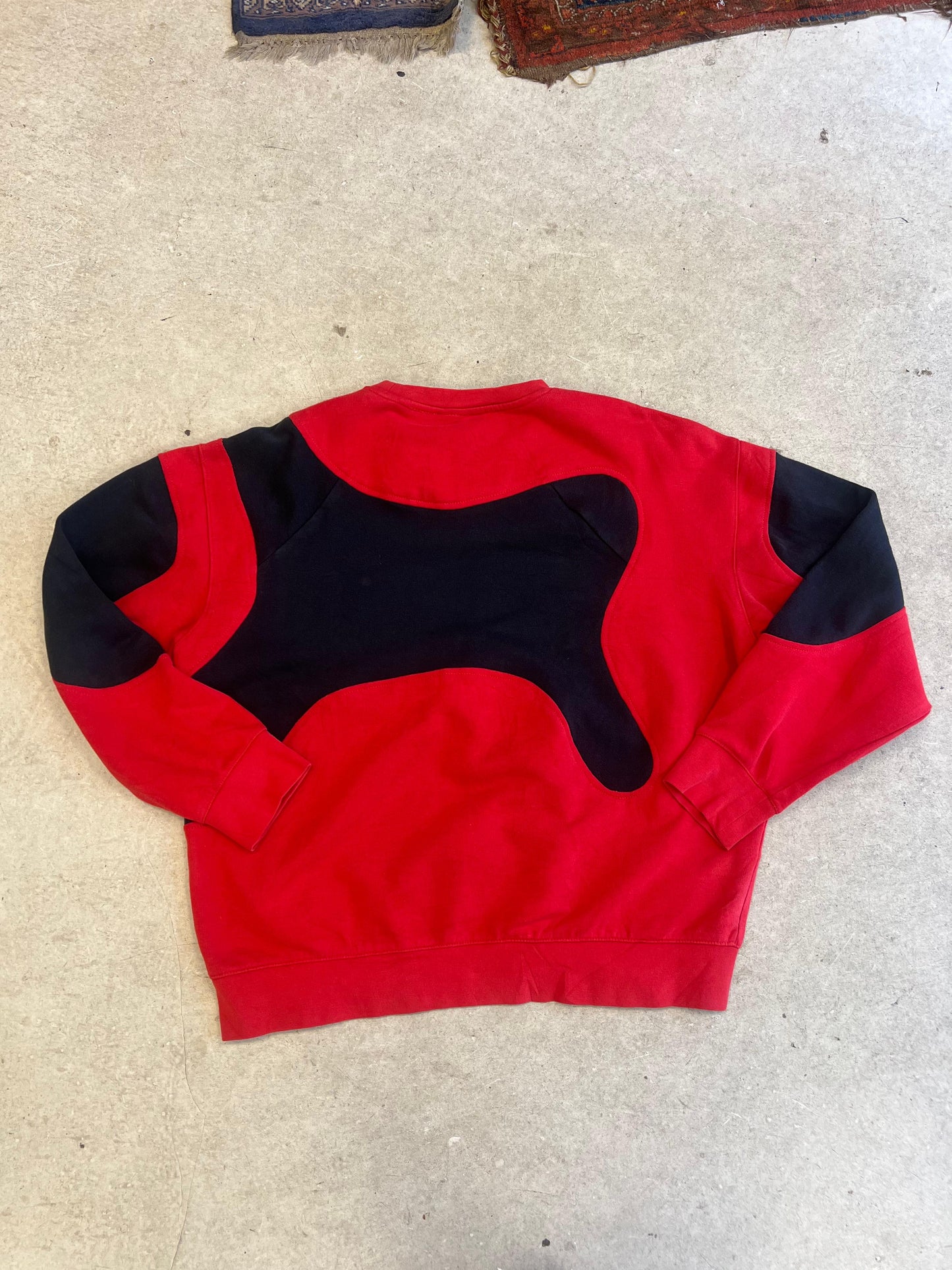 Reworked Nike Sweater Heren L Dames Oversized XL Rood Zwart